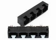 Black 8P4C  Female Rj45 Multiple Port Connectors For Network Equipments
